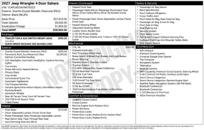 2027 Jeep Wrangler WRANGLER 4-DOOR SAHARA
