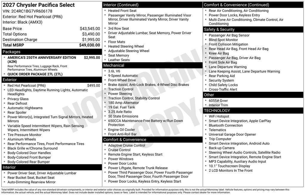 2027 Chrysler Pacifica PACIFICA SELECT