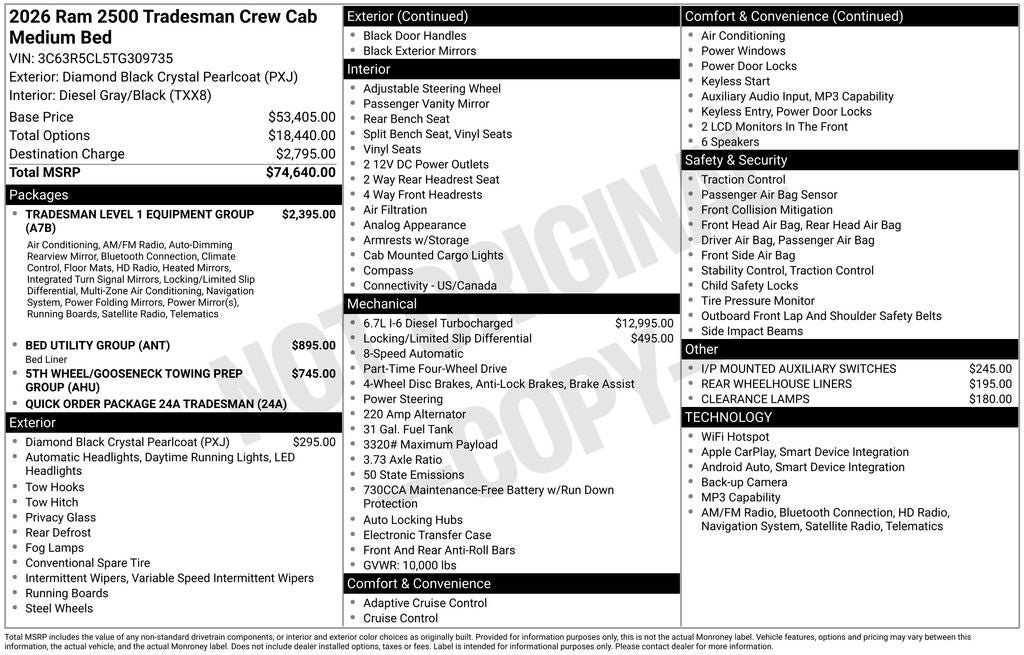 2026 RAM Ram 2500 RAM 2500 TRADESMAN CREW CAB 4X4 6'4' BOX