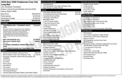 2026 RAM Ram 3500 RAM 3500 TRADESMAN CREW CAB 4X4 8' BOX