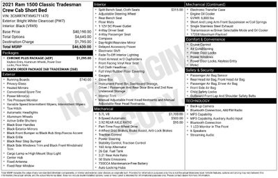 2021 RAM 1500 Classic Tradesman Crew Cab 4x4 5'7' Box