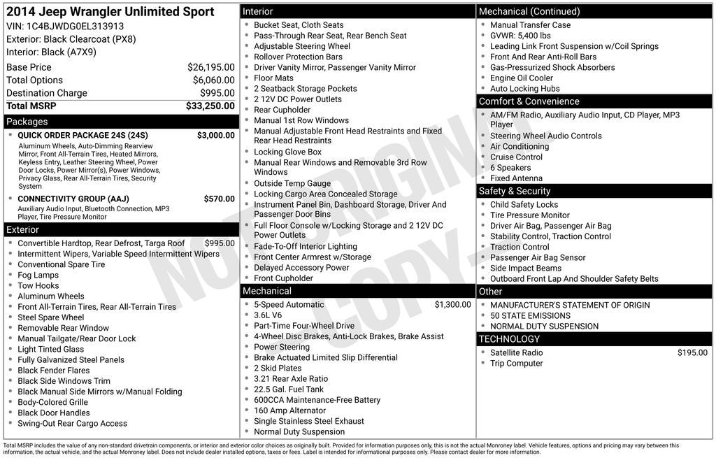 2014 Jeep Wrangler Unlimited Sport