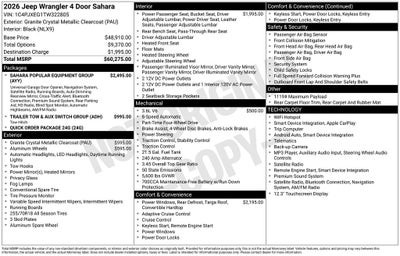 2026 Jeep Wrangler WRANGLER 4-DOOR SAHARA
