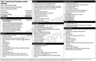 2027 Jeep Grand Cherokee GRAND CHEROKEE LAREDO ALTITUDE 4X4