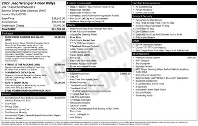 2027 Jeep Wrangler WRANGLER 4-DOOR WILLYS