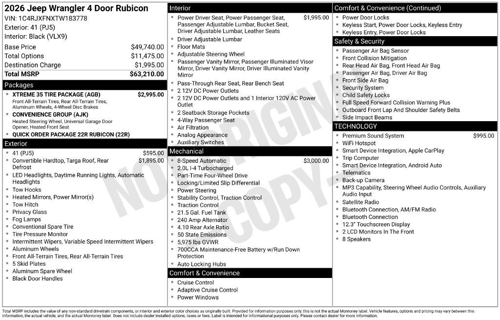 2026 Jeep Wrangler 4-Door Rubicon 4x4
