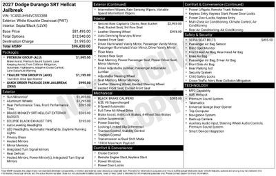 2027 Dodge Durango DURANGO SRT HELLCAT JAILBREAK AWD