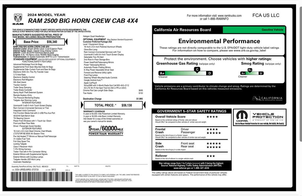 2024 RAM 2500 Big Horn Crew Cab 4x4 6'4' Box
