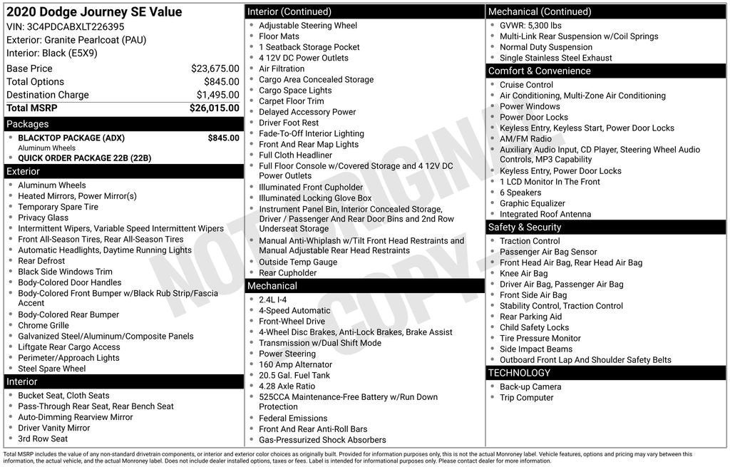 2020 Dodge Journey SE Value