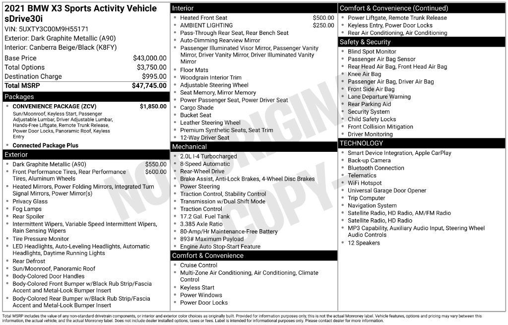 2021 BMW X3 sDrive30i
